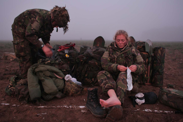 Abbie Trayler-Smith  Tatler writer Alice Cockerell joins Officer Cadets from Bleinham Coy Platoon on Ex FIRST ENCOUNTER in the Thetford Forest.  The Platoon of Officer Cadets are in their second term at Sandhurst and nick name this exercise which involves digging 6 foot trenches while undergoing serious sleep deprivation, Ex WORST ENCOUNTER.