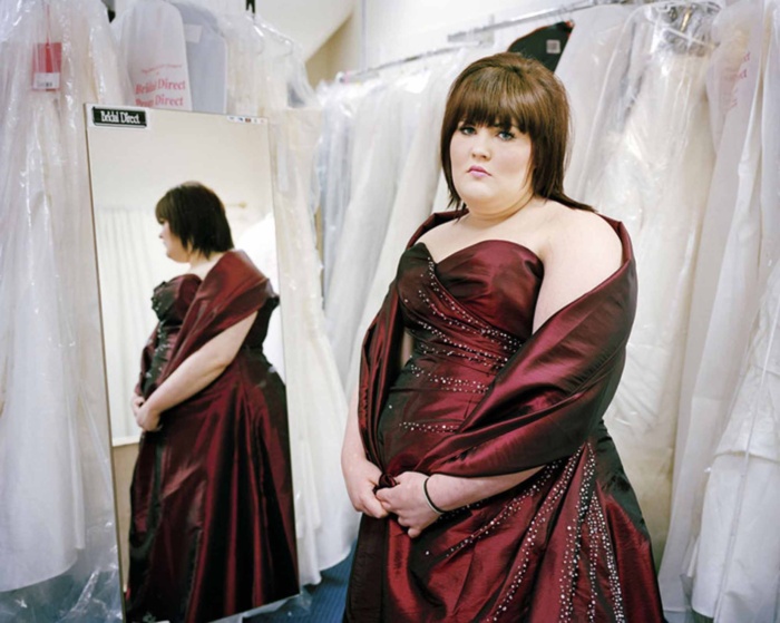 Abbie Trayler-Smith  The Big O. Shannon tries on a size 24 prom dress at a specialist bridal shop in Barnsley.